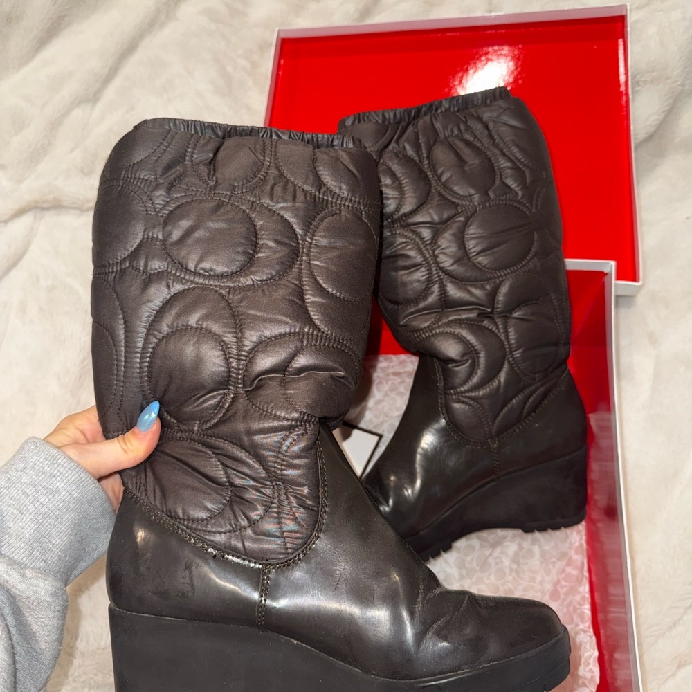 Coach Cantina Signature Quilted Wedge Boots